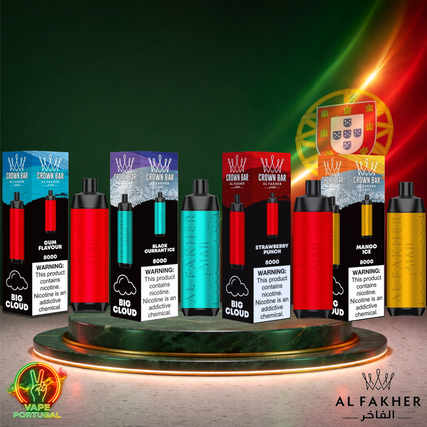 Vape descartável Al Fakher Crown Bar 8K sabor Vários Sabores 8000 puffs 8K tragadas mais barato