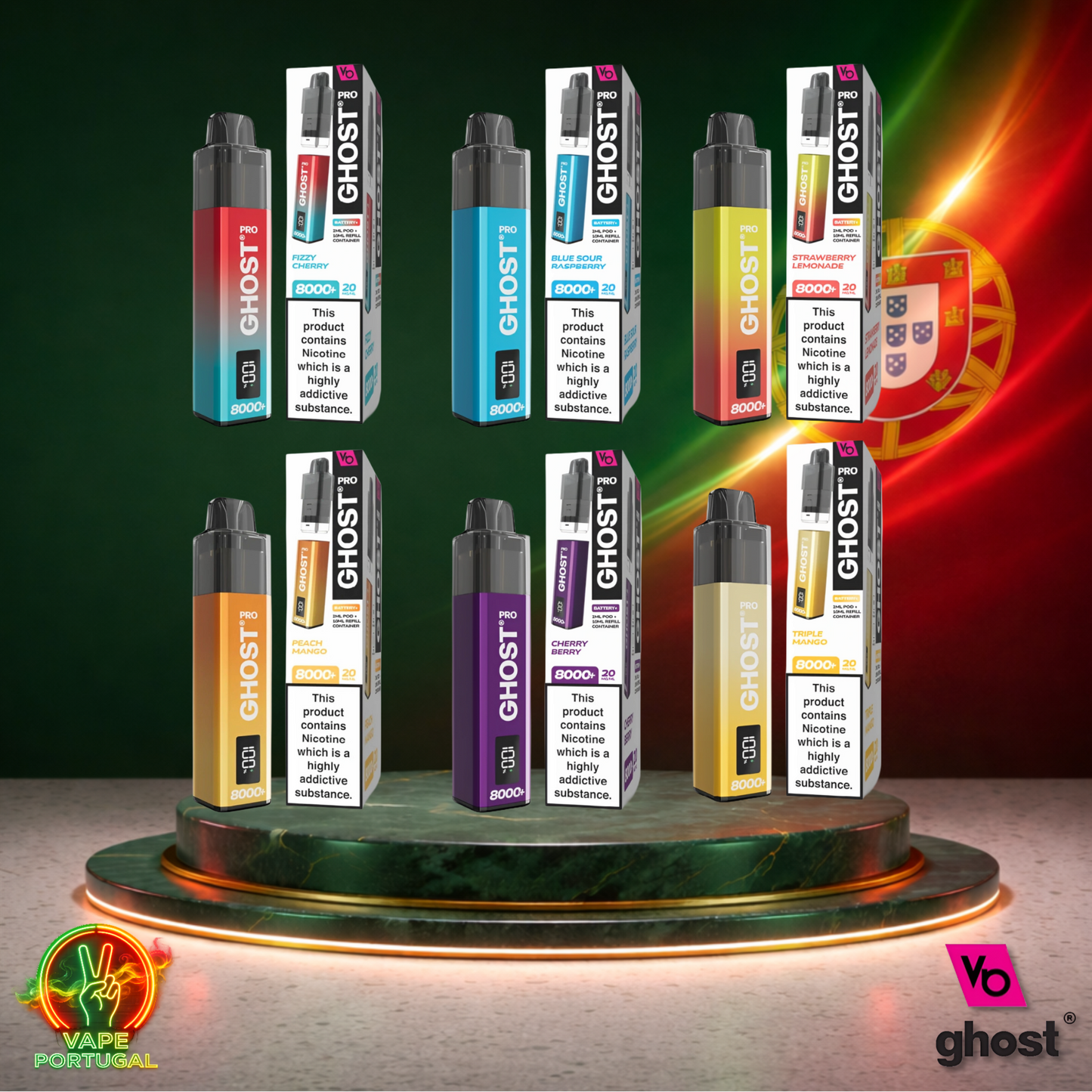 Vape descartável Ghost Pro 8K Mix 4 8000 puffs comprar em Portugal