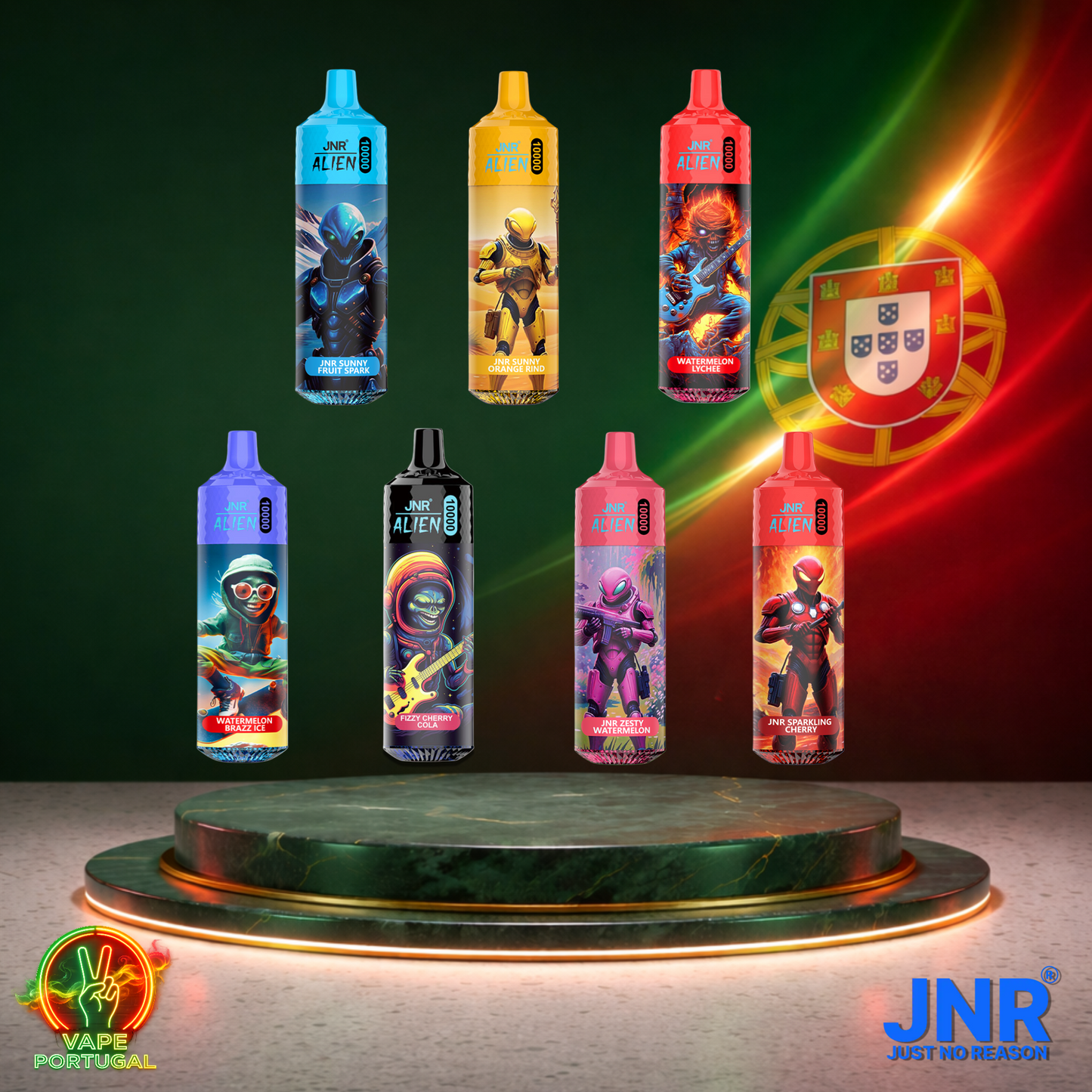 Vape descartável JNR Alien 10K vários sabores 10000 puffs 10K tragadas em pack mais barato