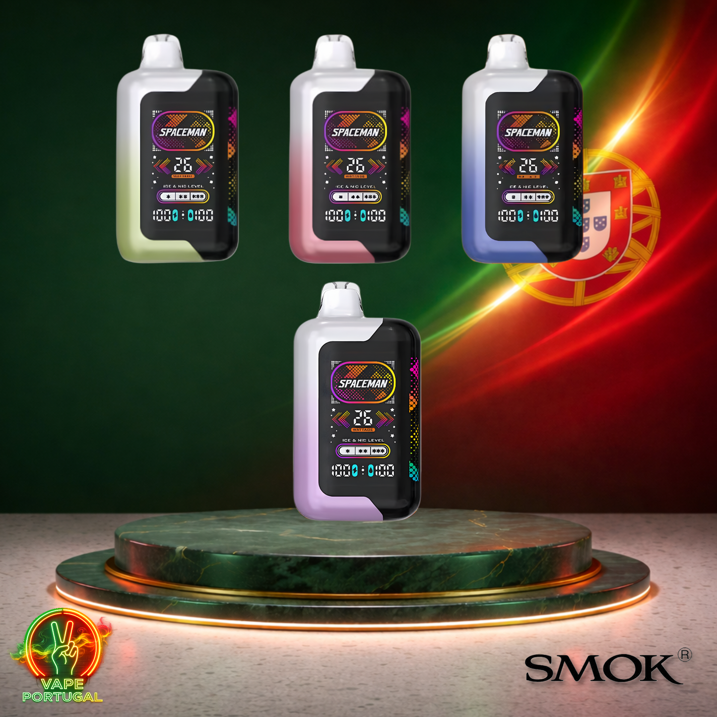 Vape descartável Smok Spaceman 40K vários sabores 40000 puffs 40K tragadas detalhe oficial Portugal mais barato