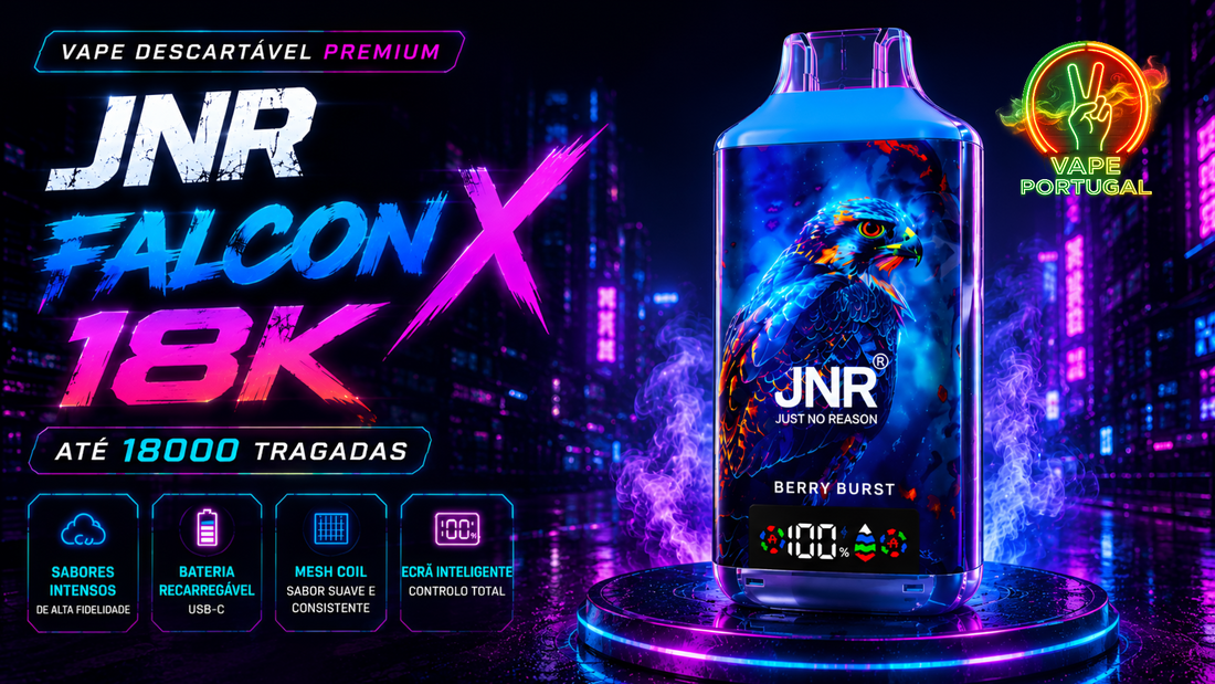 JNR Falcon X 18K: O Vape Descartável de Alta Capacidade para Quem Procura Sabor, Autonomia e Estilo