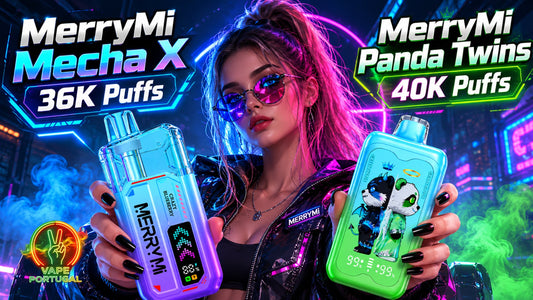 Chegaram à VapePortugal.pt (MERRYMI): Novos MerryMi Mecha X 36K Puffs e MerryMi Panda Twins 40K Puffs