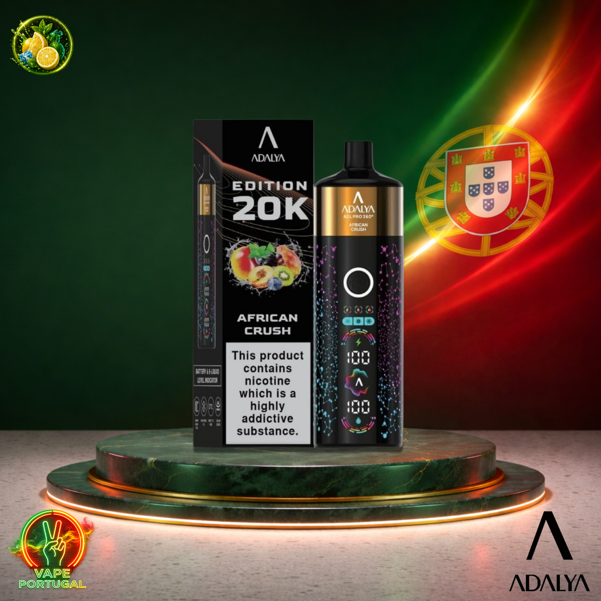 Vape descartável Adalya ADL PRO360 20K sabor African Crush 20000 puffs 20K tragadas mais barato