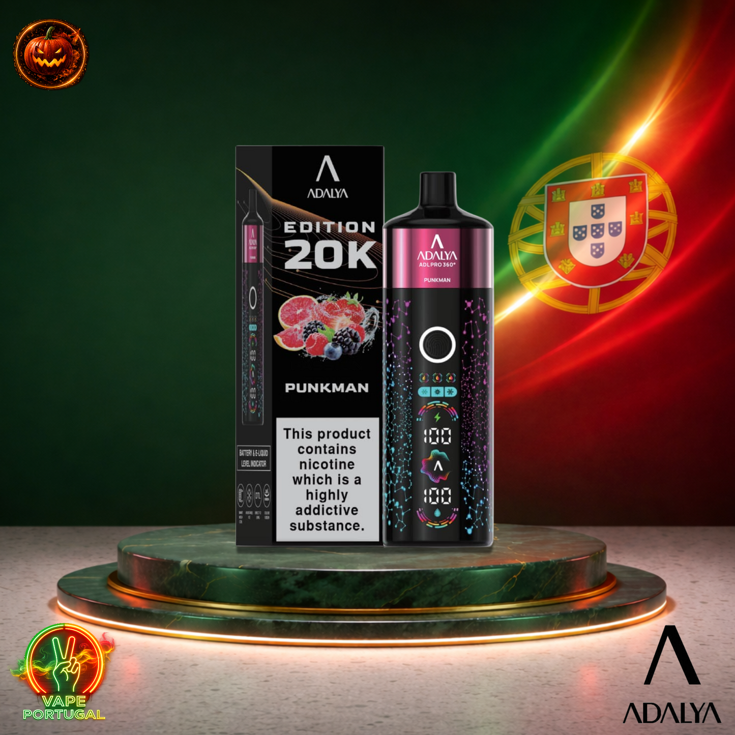 Vape descartável Adalya ADL PRO360 20K sabor Punkman 20000 puffs 20K tragadas mais barato