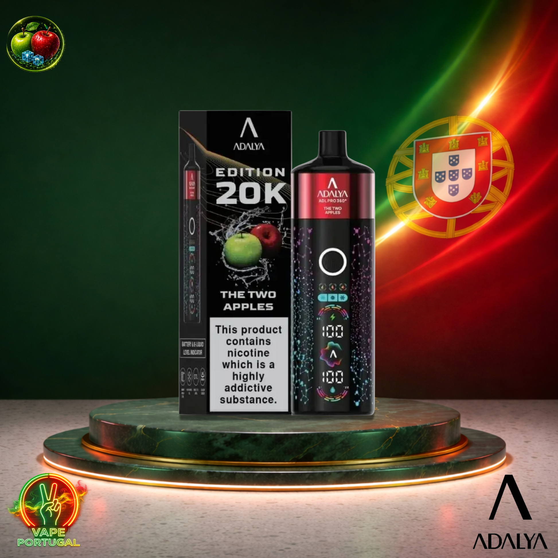 Vape descartável Adalya ADL PRO360 20K sabor The Two Apples 20000 puffs 20K tragadas mais barato