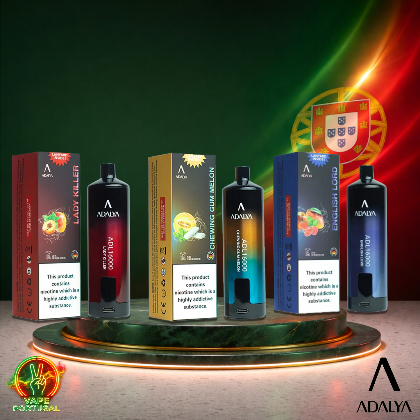 Vape descartável Adalya ADL16000 16K vários sabores com 16000 puffs 16K tragadas ao preço mais barato