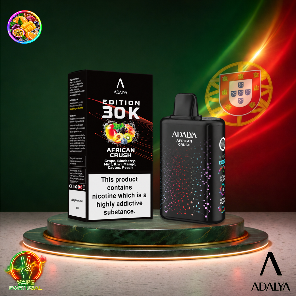 Vape descartável Adalya Edition 30K African Crush 30000 puffs comprar em Portugal
