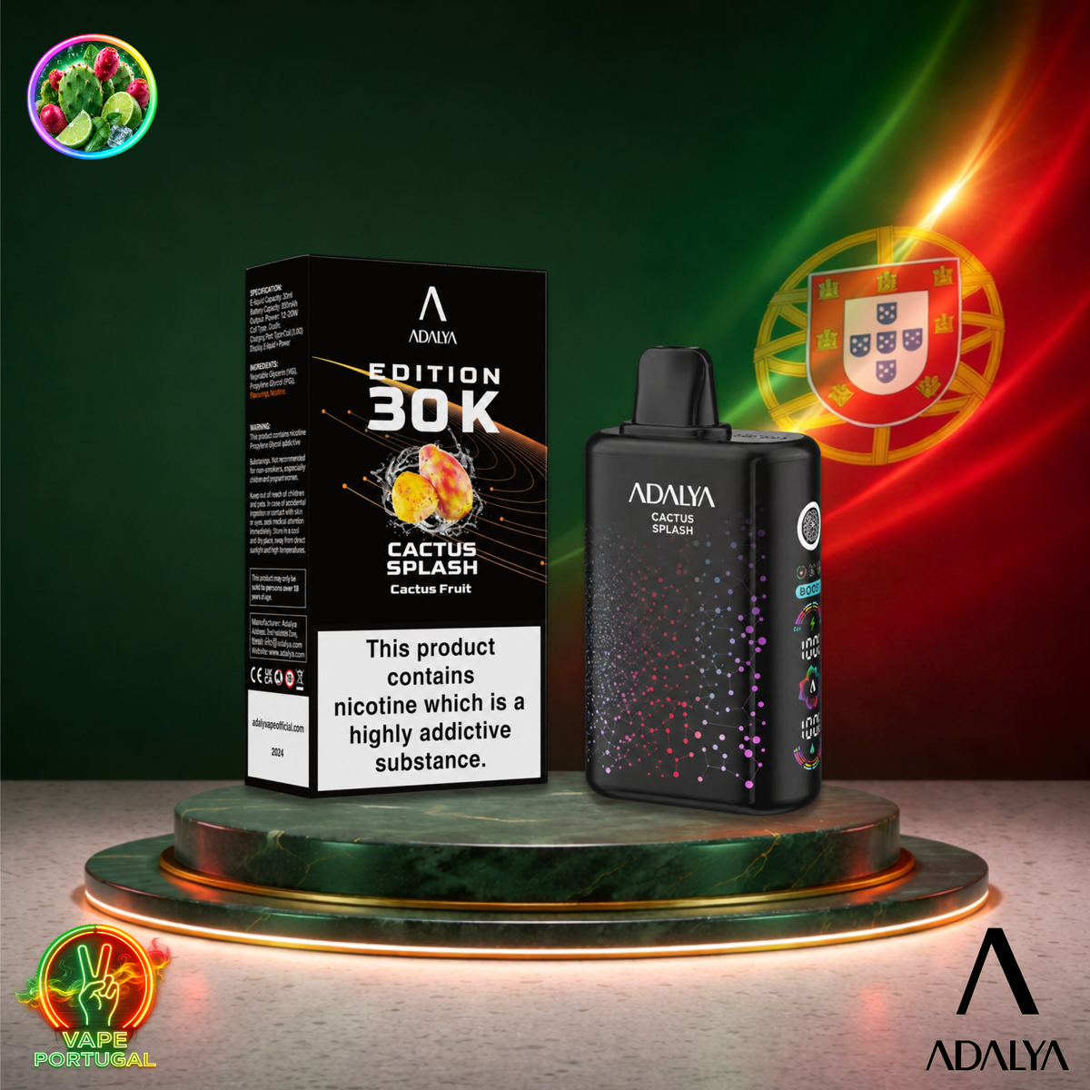 Vape descartável Adalya Edition 30K Cactus Splash 30000 puffs comprar em Portugal