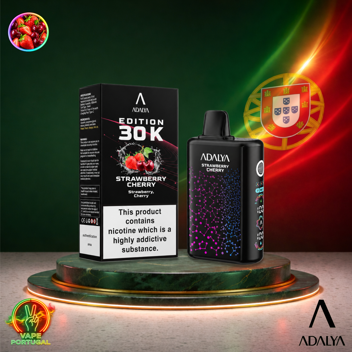 Vape descartável Adalya Edition 30K Strawberry Cherry 30000 puffs comprar em Portugal