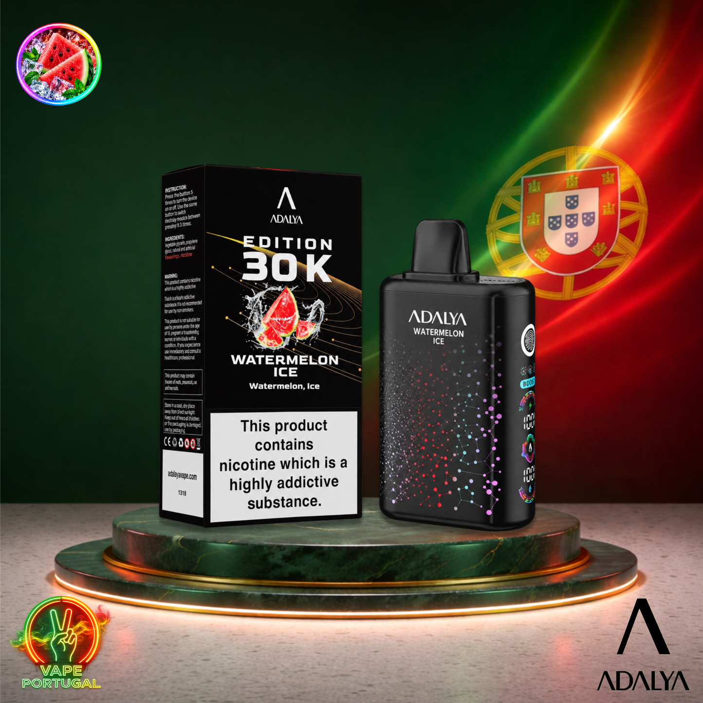 Vape descartável Adalya Edition 30K Watermelon Ice 30000 puffs comprar em Portugal