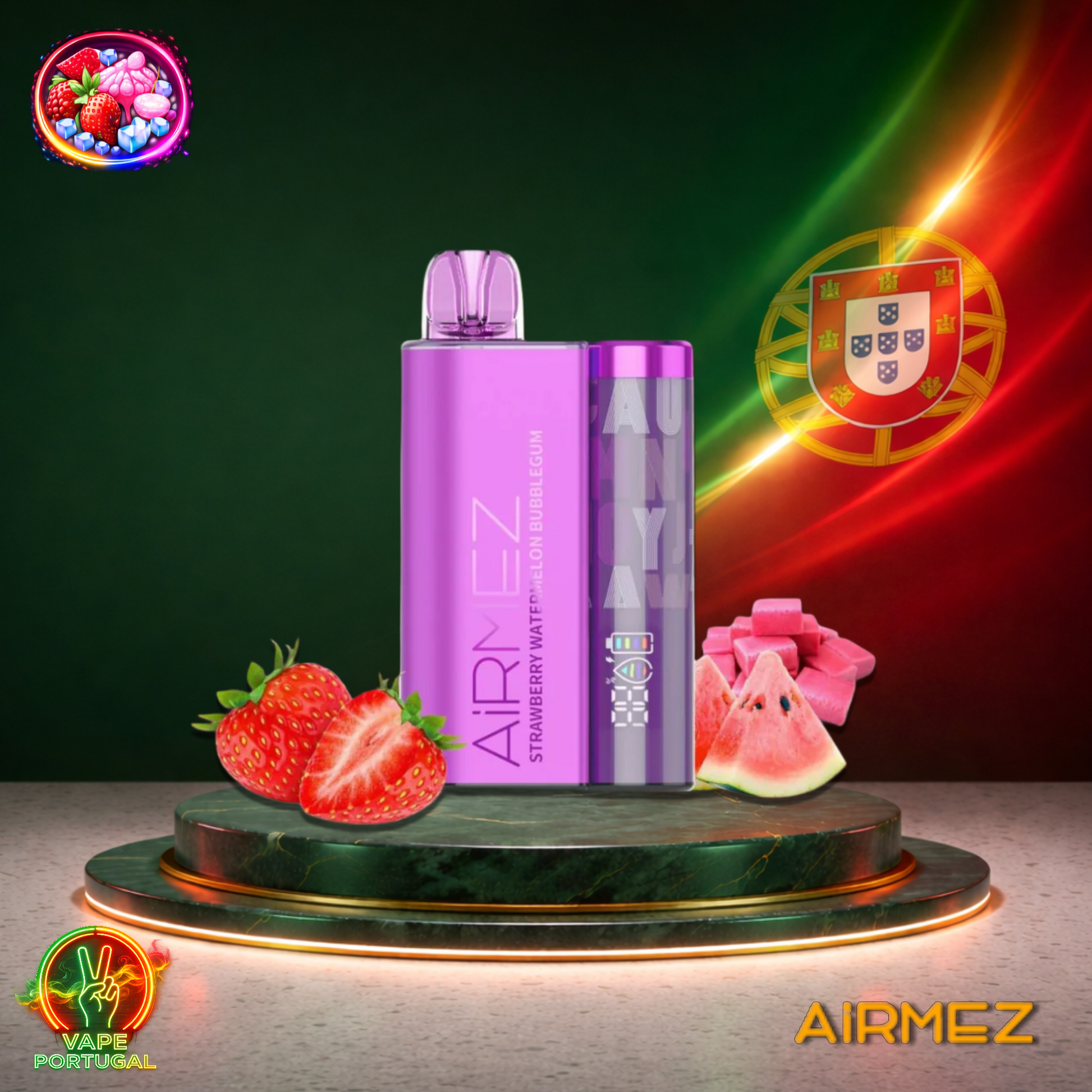 Vape descartável AirMez 12K sabor Strawberry Watermelon Bubblegum 12000 puffs 12K tragadas mais barato