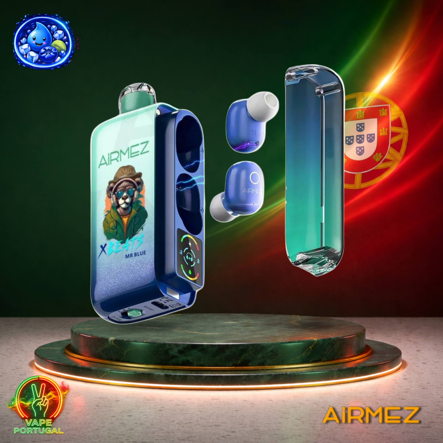 Vape descartável AirMez X Beats 40K sabor Mr Blue 40000 puffs 40K tragadas mais barato