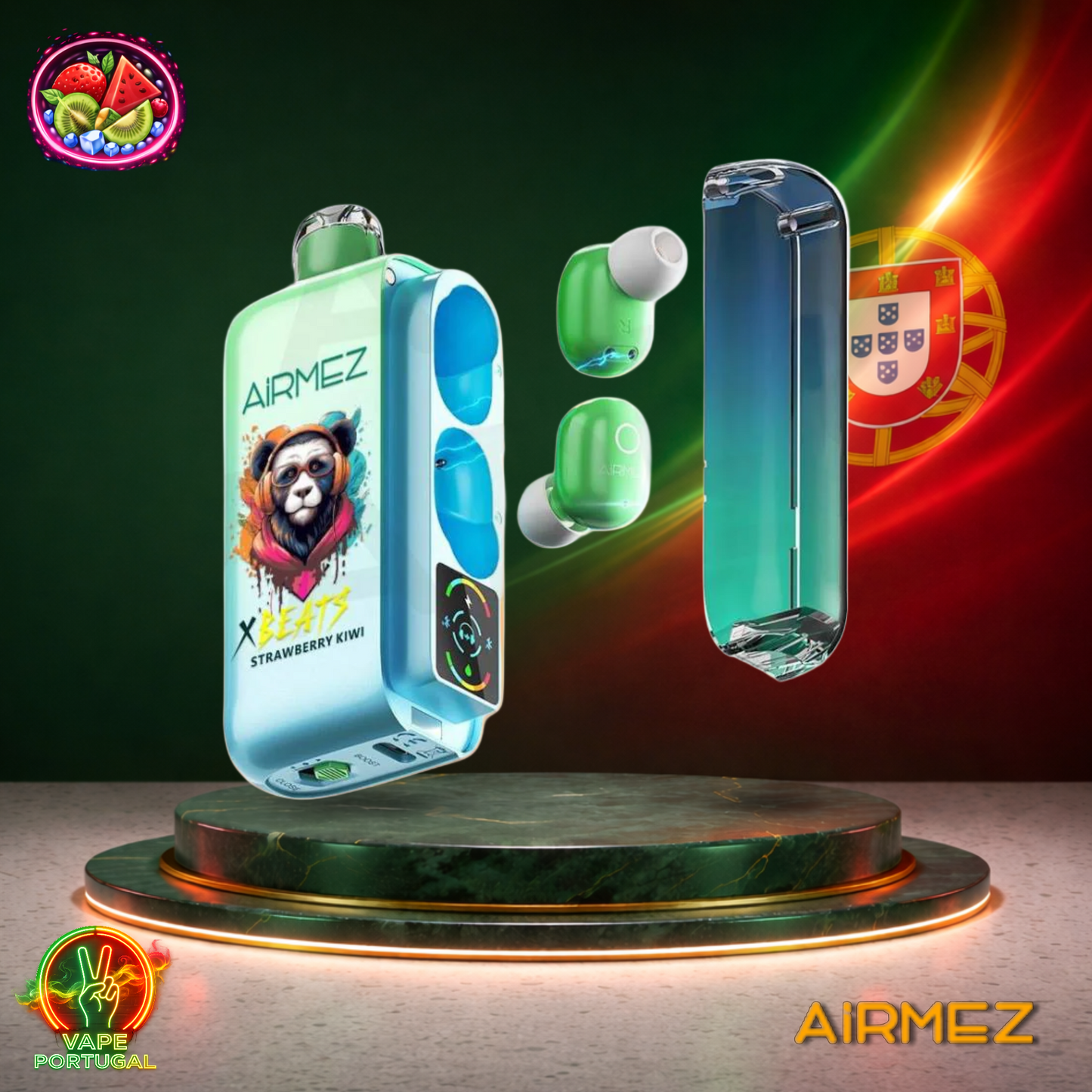 Vape descartável AirMez X Beats 40K sabor Strawberry Kiwi 40000 puffs 40K tragadas mais barato