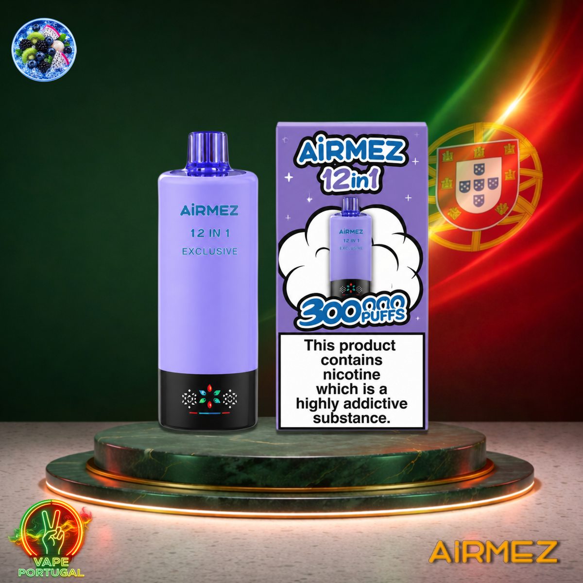 AiRMEZ Exclusive 12em1 300K Puffs | Vape Descartável Portugal 2% Nicotina