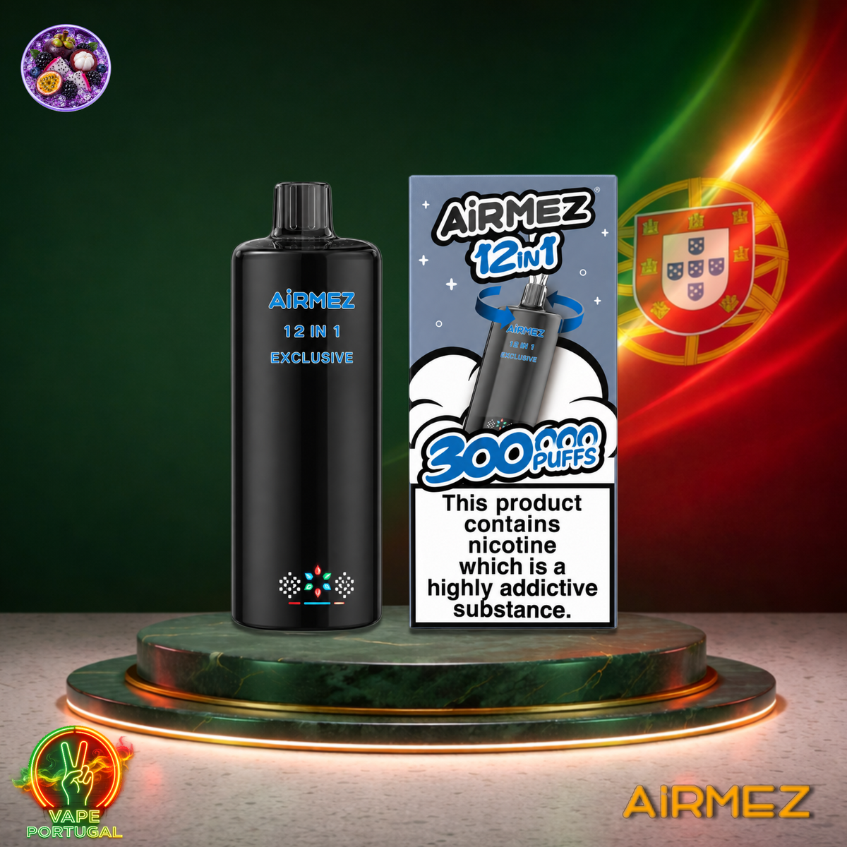 AiRMEZ Exclusive 12em1 300K Puffs | Vape Descartável Portugal 2% Nicotina