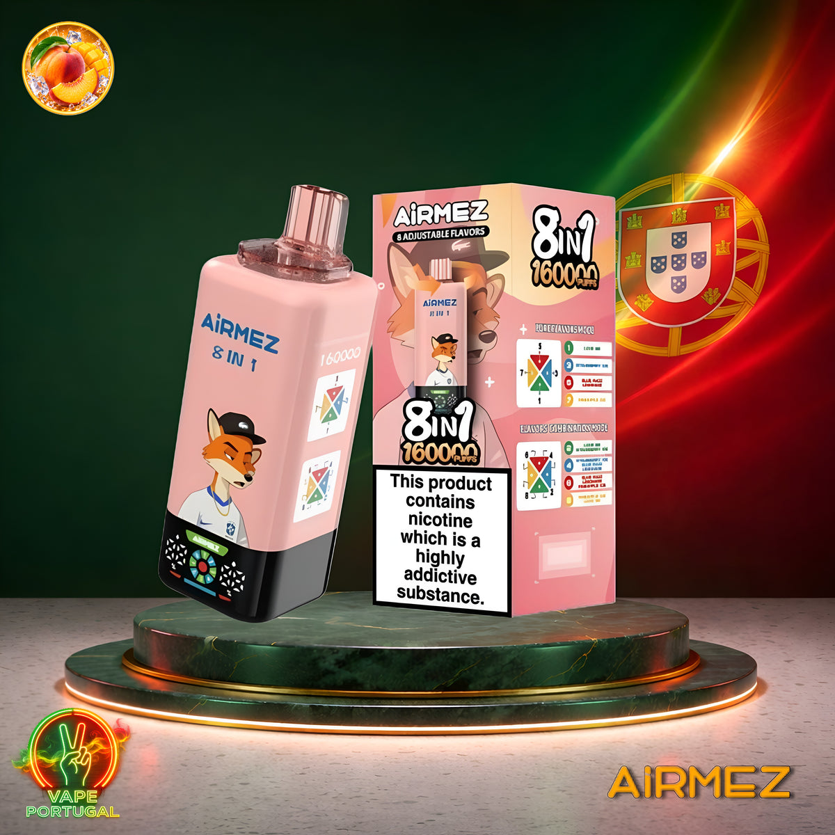 AiRMEZ Fox 8em1 160K Puffs | Vape Descartável Portugal 2% Nicotina