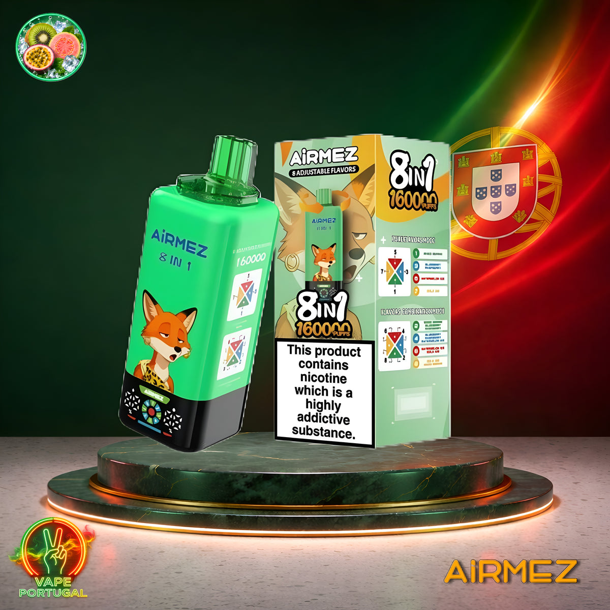 AiRMEZ Fox 8em1 160K Puffs | Vape Descartável Portugal 2% Nicotina