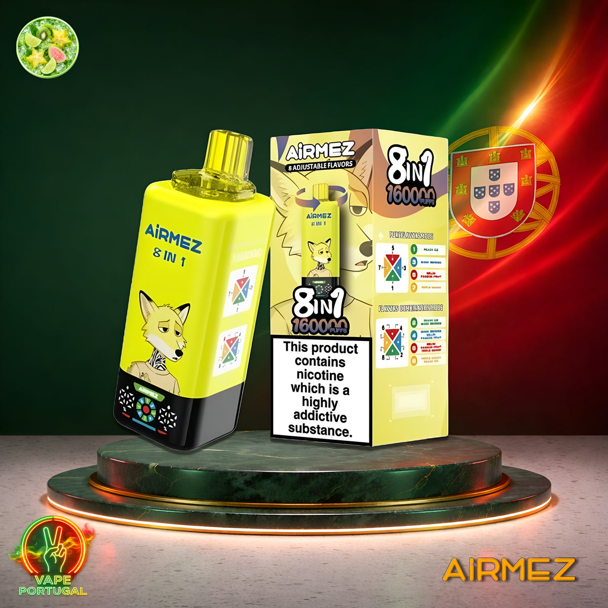 AiRMEZ Fox 8em1 160K Puffs | Vape Descartável Portugal 2% Nicotina