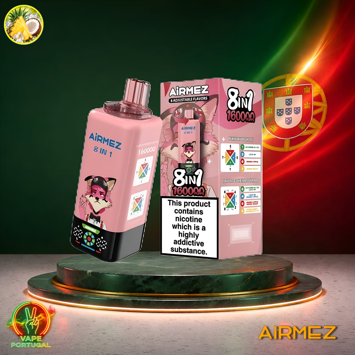 AiRMEZ Fox 8em1 160K Puffs | Vape Descartável Portugal 2% Nicotina