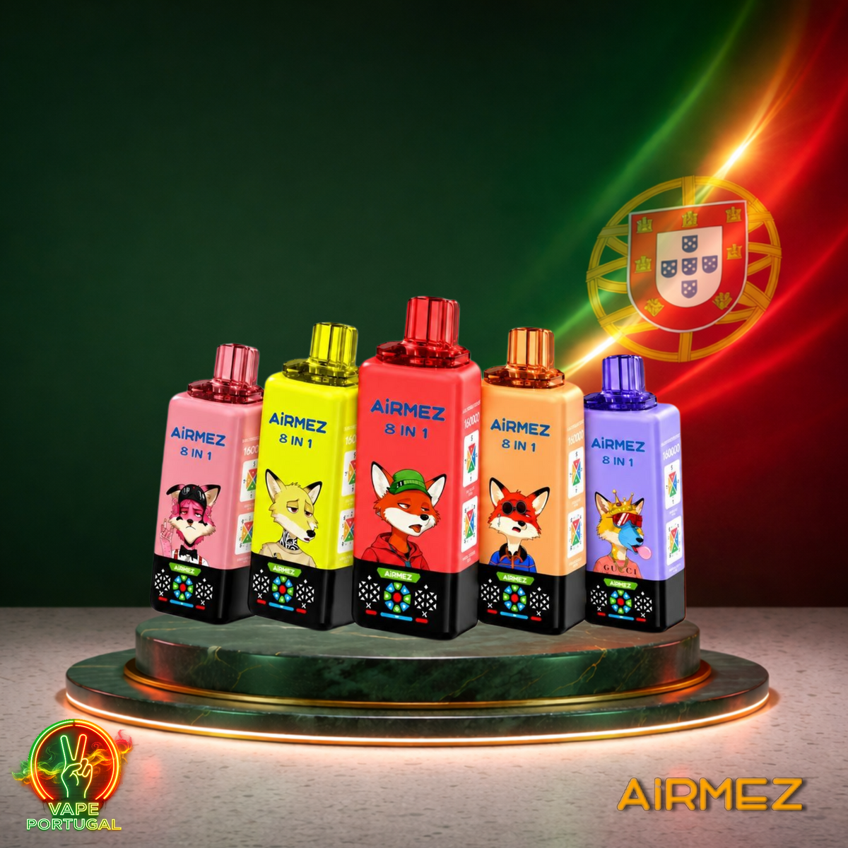 AiRMEZ Fox 8em1 160K Puffs | Vape Descartável Portugal 2% Nicotina