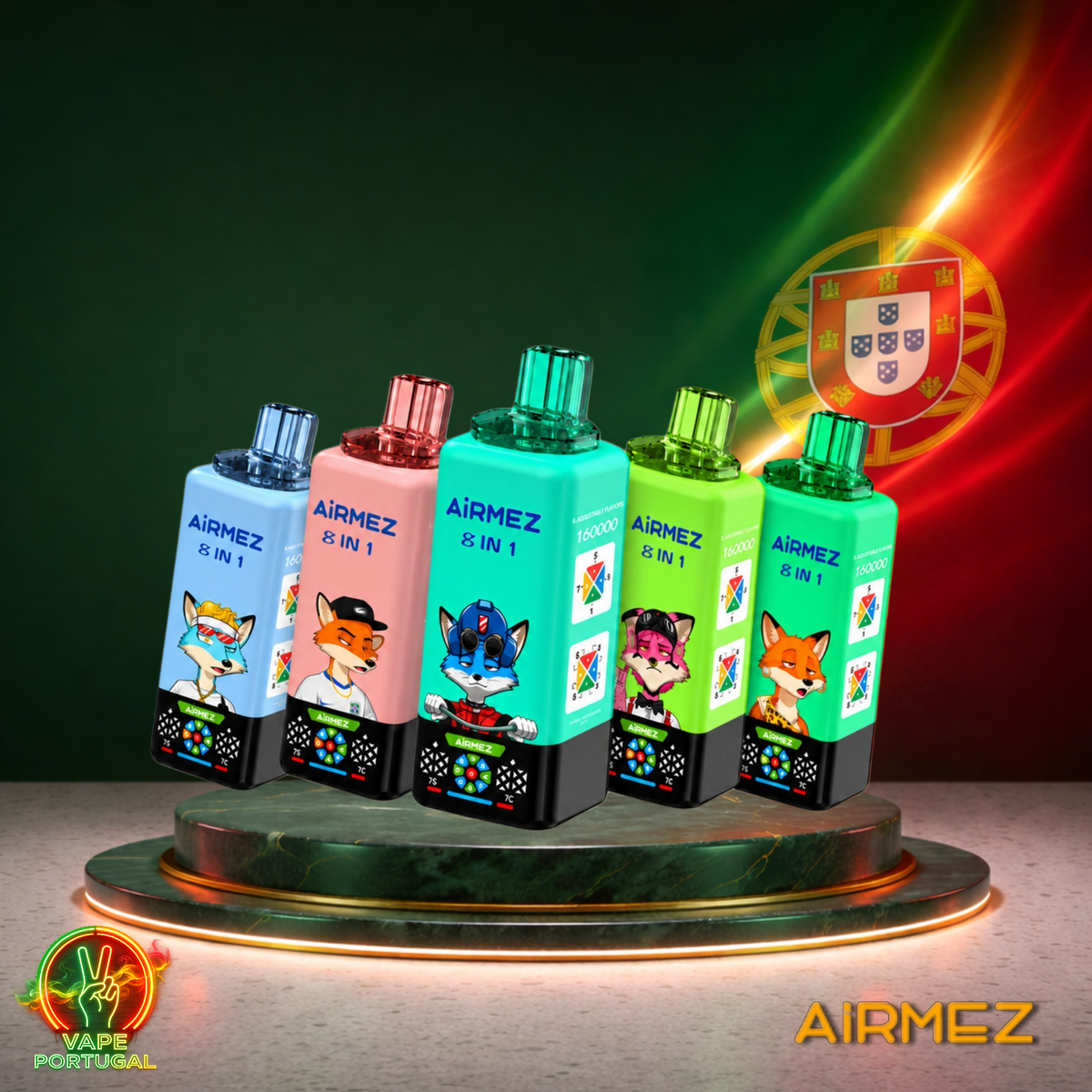 AiRMEZ Fox 8em1 160K Puffs | Vape Descartável Portugal 2% Nicotina