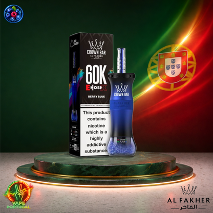 Vape descartável Al Fakher Crown Bar EHose X 60K sabor Berry Blue 60000 puffs 60K tragadas ao preço mais barato