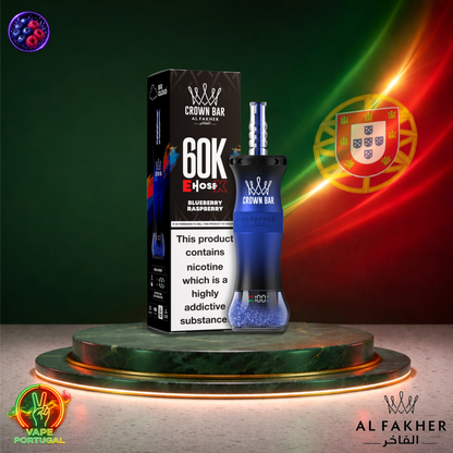 Vape descartável Al Fakher Crown Bar EHose X 60K sabor Blueberry Raspberry 60000 puffs 60K tragadas ao preço mais barato