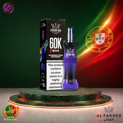 Vape descartável Al Fakher Crown Bar EHose X 60K sabor Blueberry Sour Raspberry 60000 puffs 60K tragadas ao preço mais barato