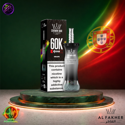 Vape descartável Al Fakher Crown Bar EHose X 60K sabor Grape 60000 puffs 60K tragadas ao preço mais barato