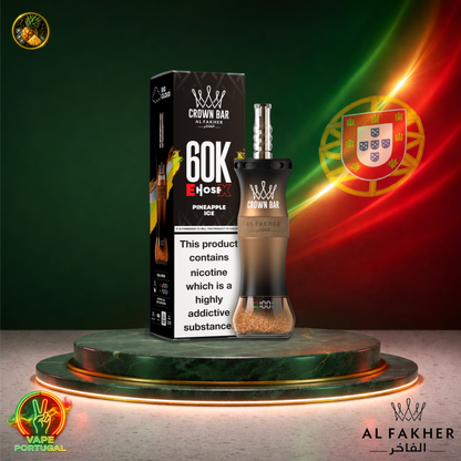 Vape descartável Al Fakher Crown Bar EHose X 60K sabor Pineapple Ice 60000 puffs 60K tragadas ao preço mais barato