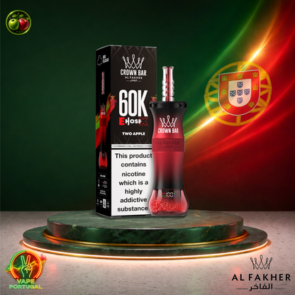 Vape descartável Al Fakher Crown Bar EHose X 60K sabor Two Apple 60000 puffs 60K tragadas ao preço mais barato