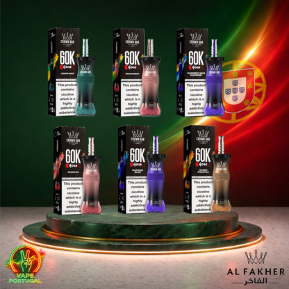 Vape descartável Al Fakher Crown Bar EHose X 60K Vários Sabores 60000 puffs 60K tragadas ao preço mais barato com detalhe completo do produto