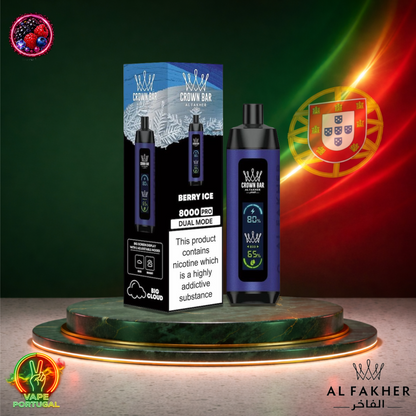 Vape descartável Al Fakher Crown Bar Pro 8K sabor Berry Ice 8000 puffs 8K tragadas mais barato