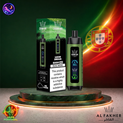 Vape descartável Al Fakher Crown Bar Pro 8K sabor Lucid Dream 8000 puffs 8K tragadas mais barato