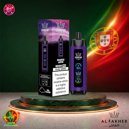 Vape descartável Al Fakher Crown Bar Pro 8K sabor Magic Love 8000 puffs 8K tragadas mais barato