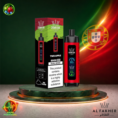 Vape descartável Al Fakher Crown Bar Pro 8K sabor Two Apple 8000 puffs 8K tragadas mais barato