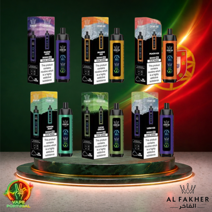 Vape descartável Al Fakher Crown Bar Pro 8K Vários Sabores 8000 puffs 8K tragadas mais barato - Vista Lateral