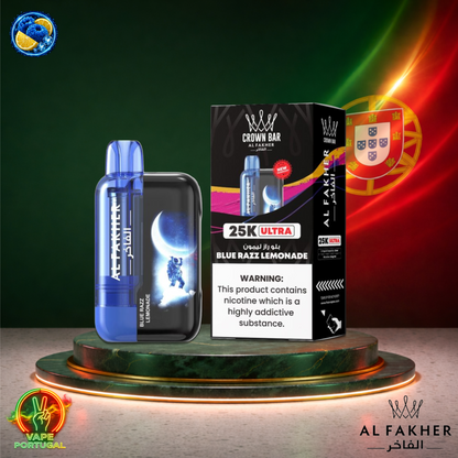 Vape descartável Al Fakher Crown Bar Ultra 25K sabor Blue Razz Lemonade 25000 puffs 25K tragadas mais barato