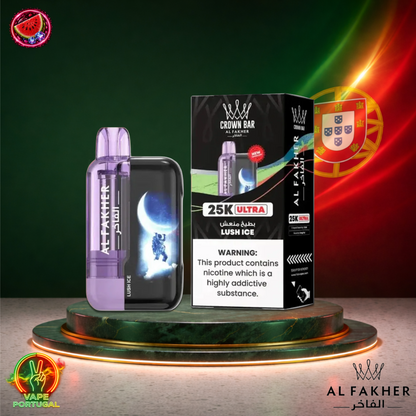 Vape descartável Al Fakher Crown Bar Ultra 25K sabor Lush Ice 25000 puffs 25K tragadas mais barato
