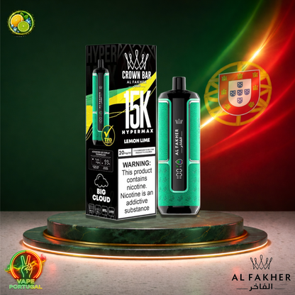Vape descartável Al Fakher HyperMax 15K sabor Lemon Lime com 15000 puffs (15K tragadas) ao preço mais barato em Portugal