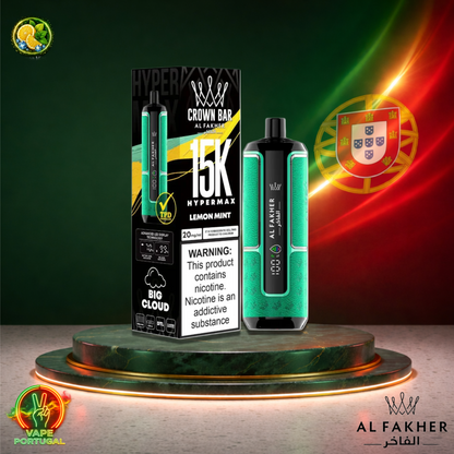 Vape descartável Al Fakher HyperMax 15K sabor Lemon Mint 15000 puffs 15K tragadas ao preço mais barato em Portugal