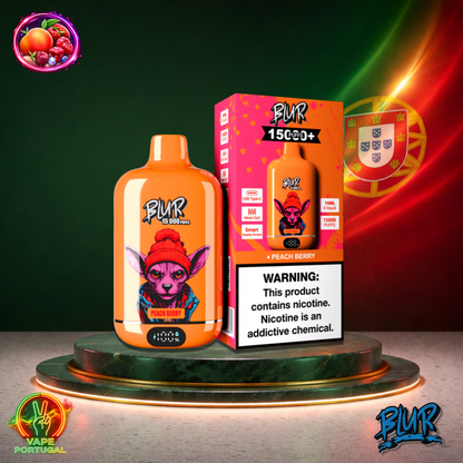 Vape descartável Blur 15K sabor Peach Berry 15000 puffs 15K tragadas mais barato