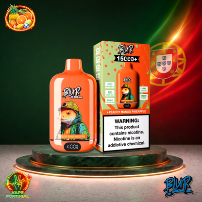 Vape descartável Blur 15K sabor Peachy Mango Pineapple 15000 puffs 15K tragadas mais barato