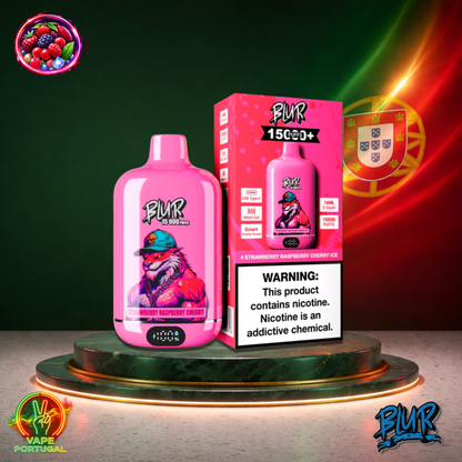 Vape descartável Blur 15K sabor Strawberry Raspberry Cherry Ice 15000 puffs 15K tragadas mais barato
