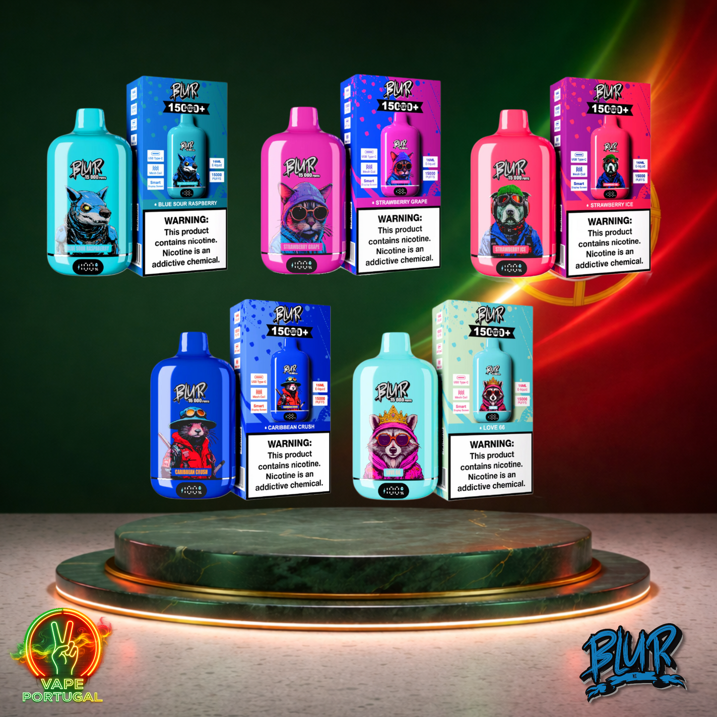 Vape descartável Blur 15K com vários sabores disponíveis 15000 puffs 15K tragadas mais barato