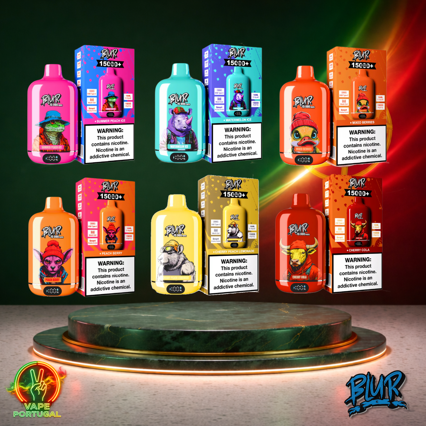 Vape descartável Blur 15K com vários sabores disponíveis 15000 puffs 15K tragadas mais barato