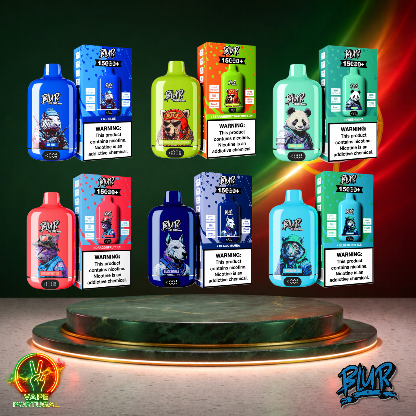 Vape descartável Blur 15K com vários sabores disponíveis 15000 puffs 15K tragadas mais barato