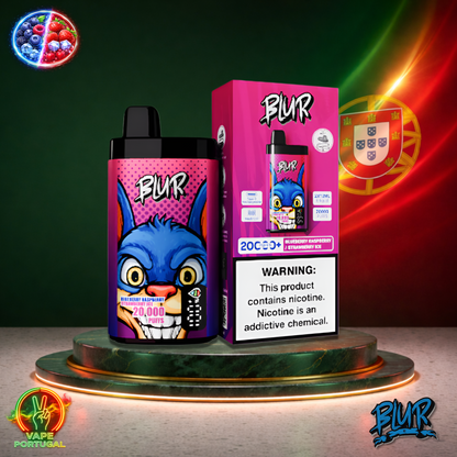Vape descartável Blur 20K sabor Blueberry Raspberry Strawberry Ice 20000 puffs 20K tragadas oficial Portugal mais barato