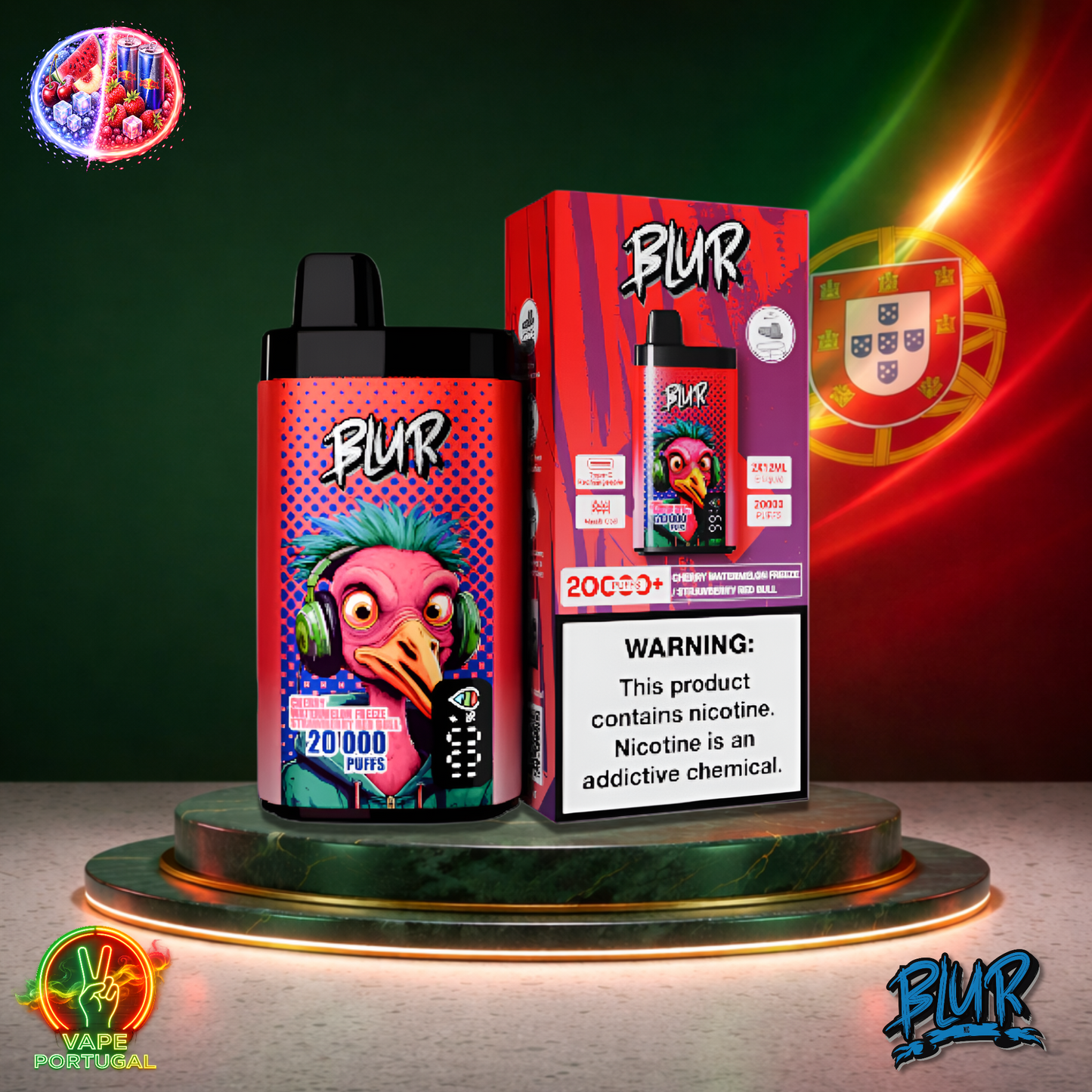 Vape descartável Blur 20K sabor Cherry Watermelon Freeze Strawberry Redbull 20000 puffs 20K tragadas mais barato