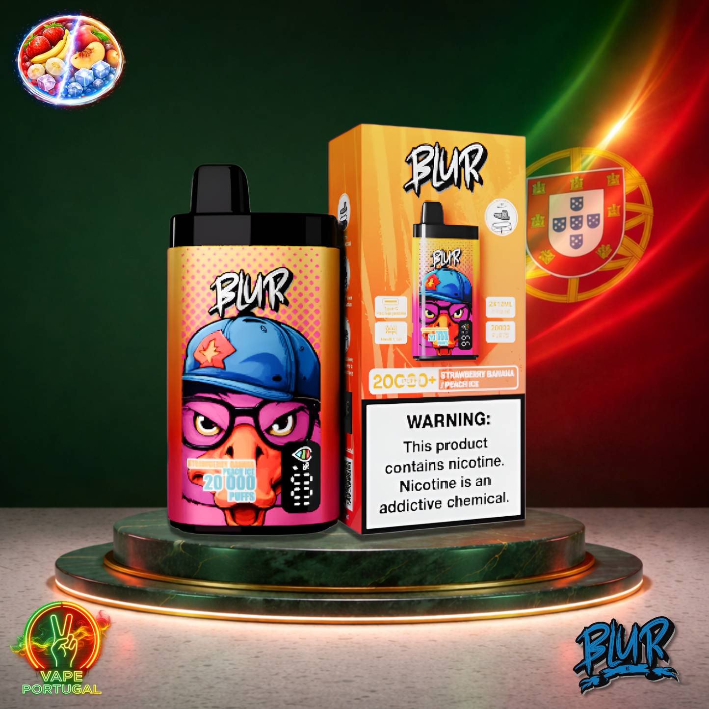Vape descartável Blur 20K com 20000 tragadas disponível em Portugal oficial mais barato